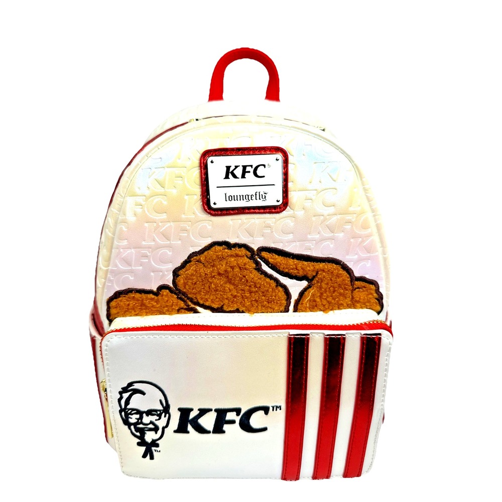 Loungefly KFC Mini Backpack Faux Leather Red White Embossed Logo Chicken 2025